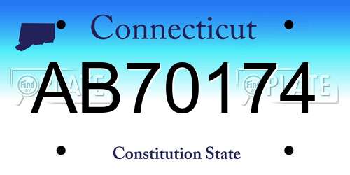 AB70174 Connecticut License Plate