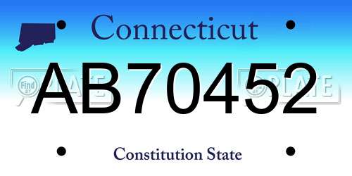 AB70452 Connecticut License Plate