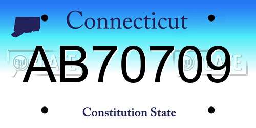 AB70709 Connecticut License Plate