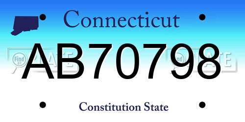 AB70798 Connecticut License Plate