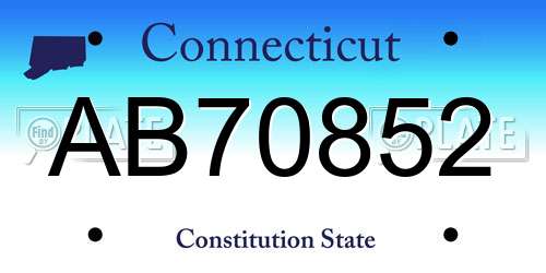 AB70852 Connecticut License Plate