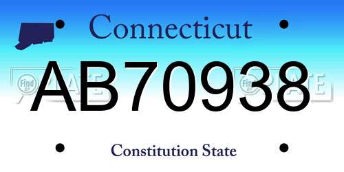 AB70938 Connecticut License Plate