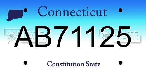 AB71125 Connecticut License Plate