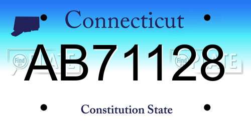 AB71128 Connecticut License Plate