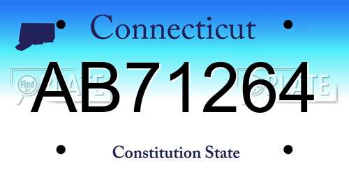AB71264 Connecticut License Plate