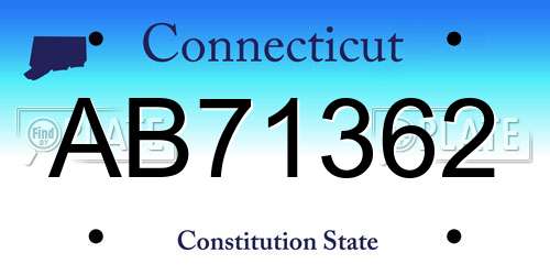 AB71362 Connecticut License Plate