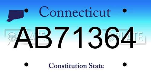 AB71364 Connecticut License Plate