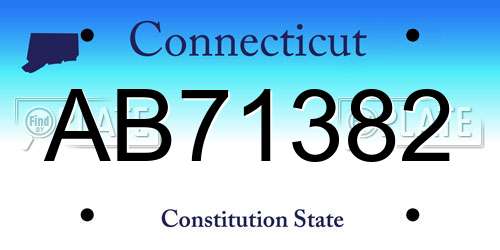 AB71382 Connecticut License Plate