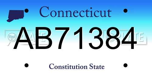 AB71384 Connecticut License Plate