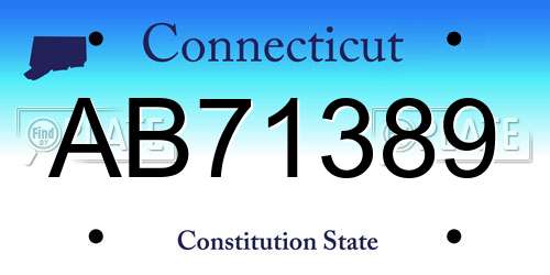 AB71389 Connecticut License Plate