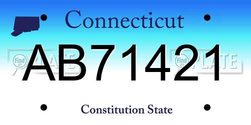 AB71421 Connecticut License Plate