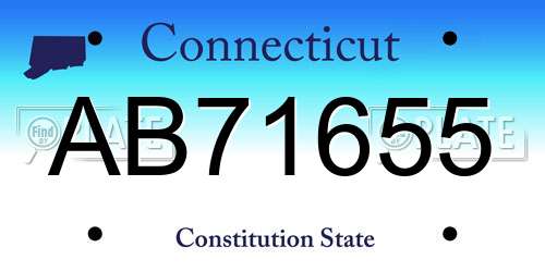 AB71655 Connecticut License Plate