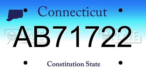 AB71722 Connecticut License Plate