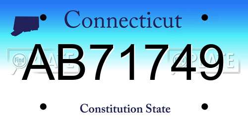 AB71749 Connecticut License Plate