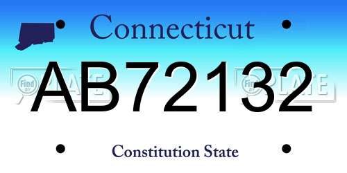 AB72132 Connecticut License Plate