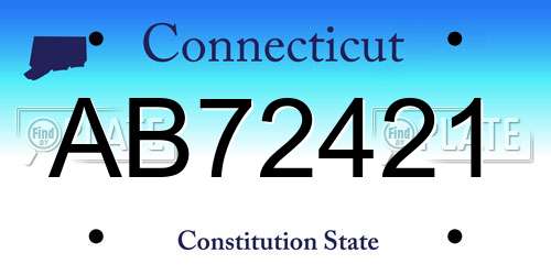 AB72421 Connecticut License Plate