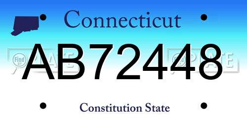 AB72448 Connecticut License Plate