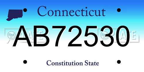 AB72530 Connecticut License Plate