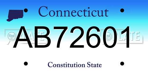 AB72601 Connecticut License Plate