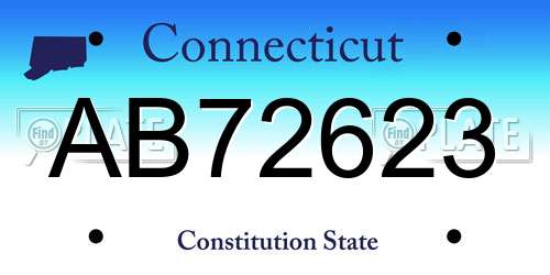 AB72623 Connecticut License Plate