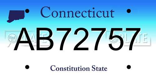 AB72757 Connecticut License Plate