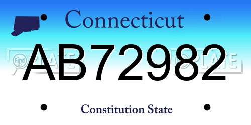 AB72982 Connecticut License Plate