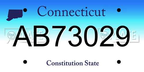 AB73029 Connecticut License Plate