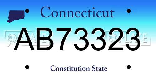 AB73323 Connecticut License Plate