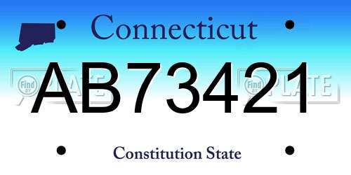AB73421 Connecticut License Plate