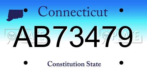 AB73479 Connecticut License Plate
