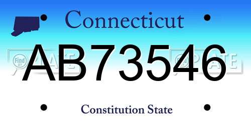 AB73546 Connecticut License Plate