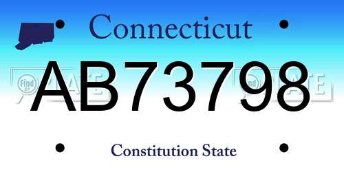AB73798 Connecticut License Plate