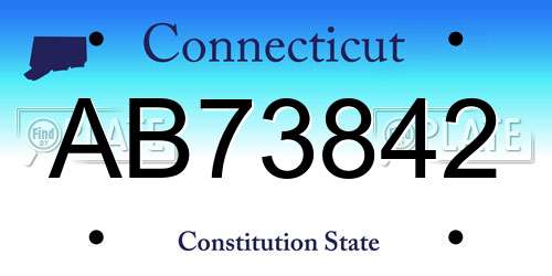 AB73842 Connecticut License Plate