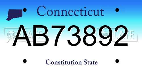 AB73892 Connecticut License Plate