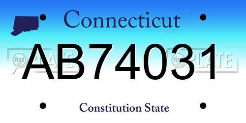 AB74031 Connecticut License Plate