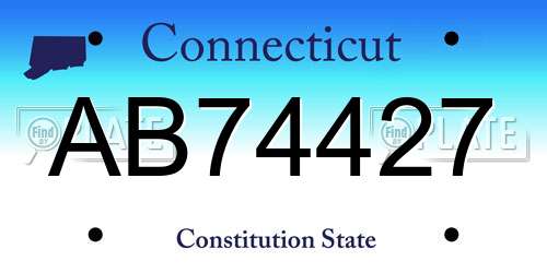 AB74427 Connecticut License Plate
