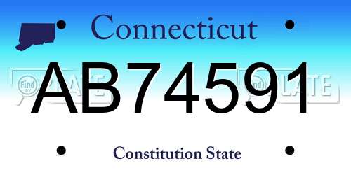 AB74591 Connecticut License Plate