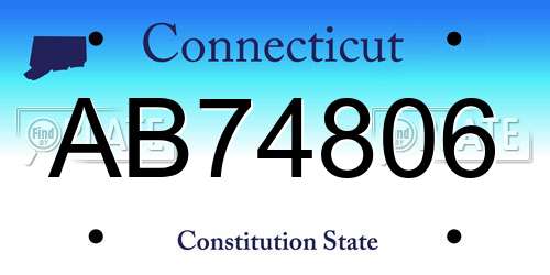 AB74806 Connecticut License Plate