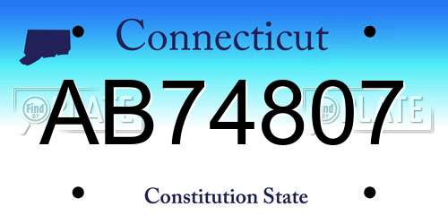 AB74807 Connecticut License Plate