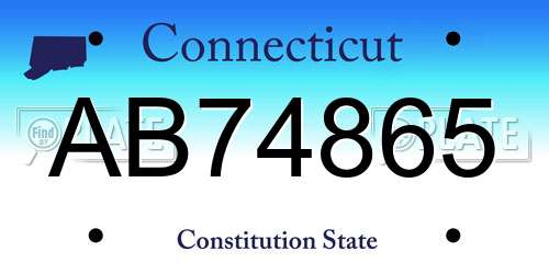AB74865 Connecticut License Plate