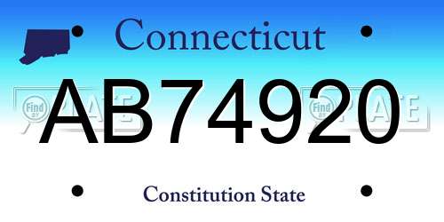 AB74920 Connecticut License Plate