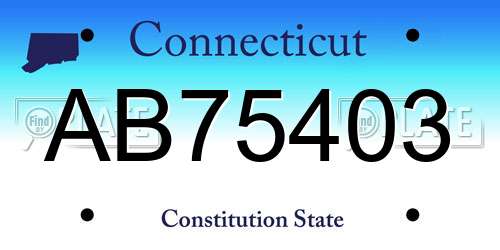 AB75403 Connecticut License Plate