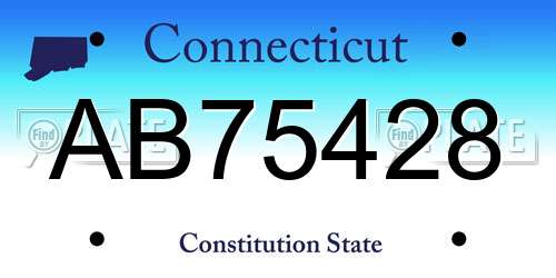 AB75428 Connecticut License Plate