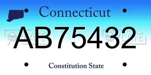 AB75432 Connecticut License Plate