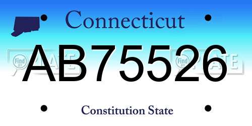 AB75526 Connecticut License Plate