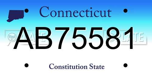 AB75581 Connecticut License Plate
