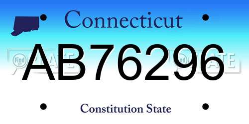 AB76296 Connecticut License Plate