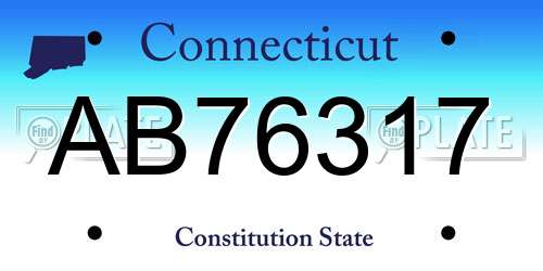 AB76317 Connecticut License Plate