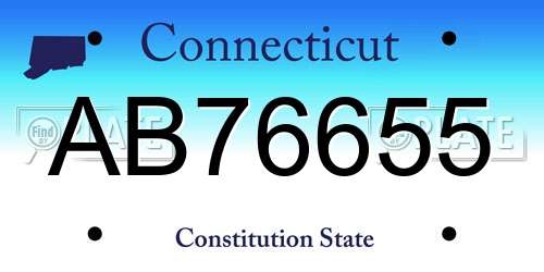 AB76655 Connecticut License Plate