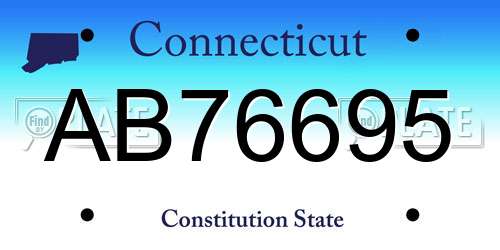 AB76695 Connecticut License Plate